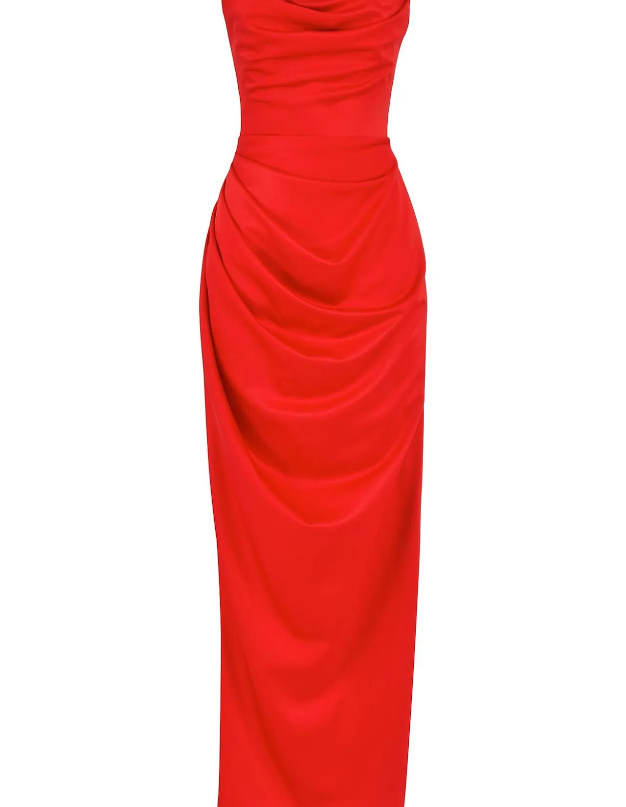 Adrienne Scarlet Satin Strapless Gown