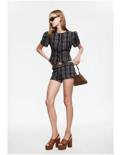 Afterglow Plaid Mini Shorts
