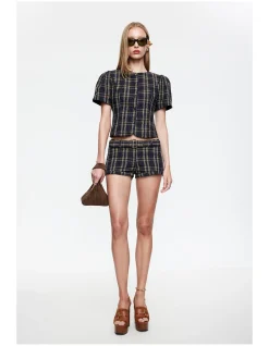 Afterglow Plaid Mini Shorts