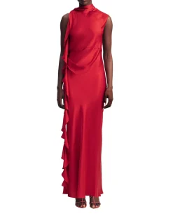 Agnes Draped Ruffle Maxi Dress