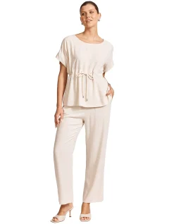 Alesia Rope Waist Linen Blend Top