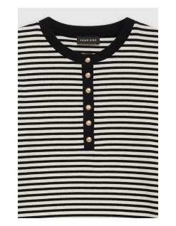 Alessia Long Sleeve T-Shirt - Cream And Black Stripe