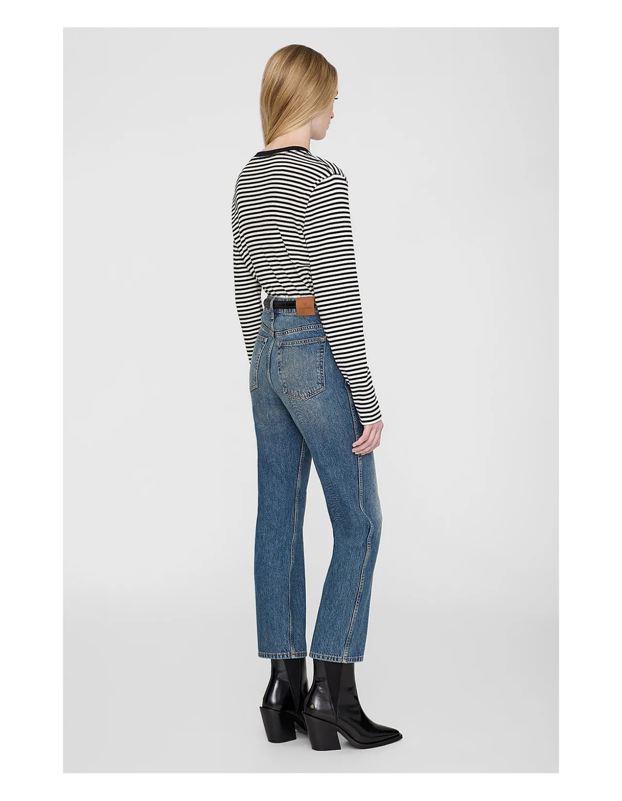 Alessia Long Sleeve T-Shirt - Cream And Black Stripe