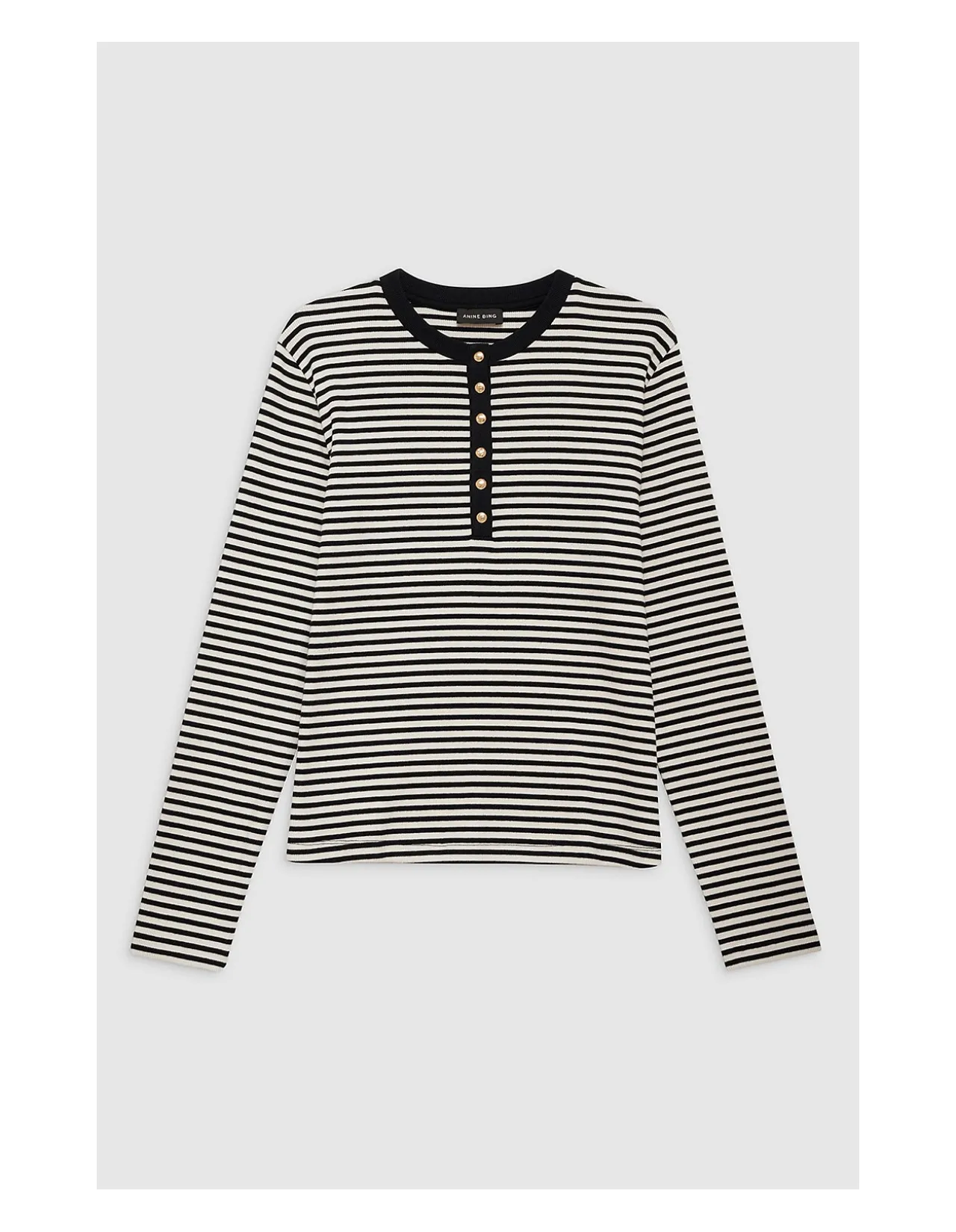 Alessia Long Sleeve T-Shirt - Cream And Black Stripe