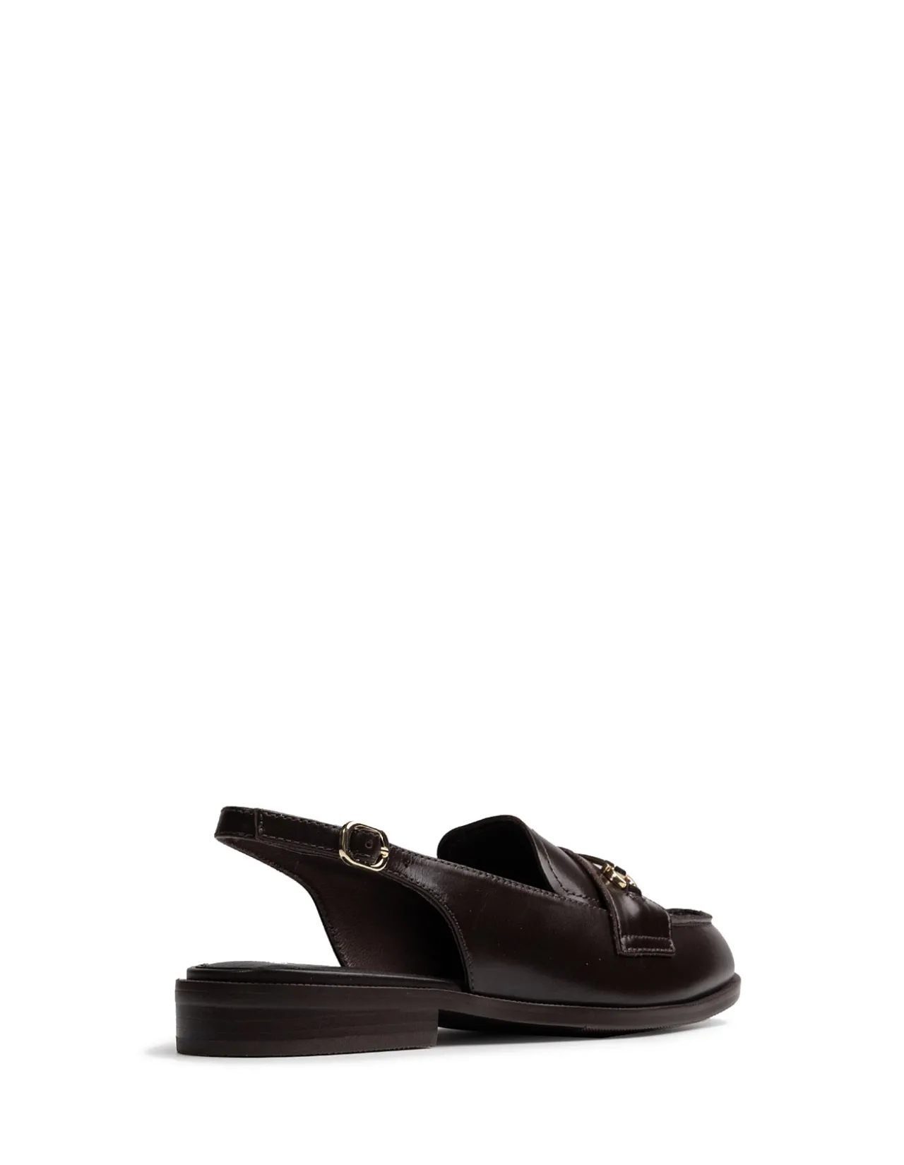 Alexia Dark Brown Leather Slingback Loafer
