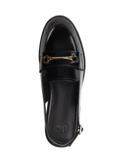 Alexia Black Leather Slingback Loafer