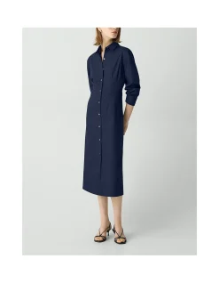 A-Line Midi Dress in Sleek Poplin