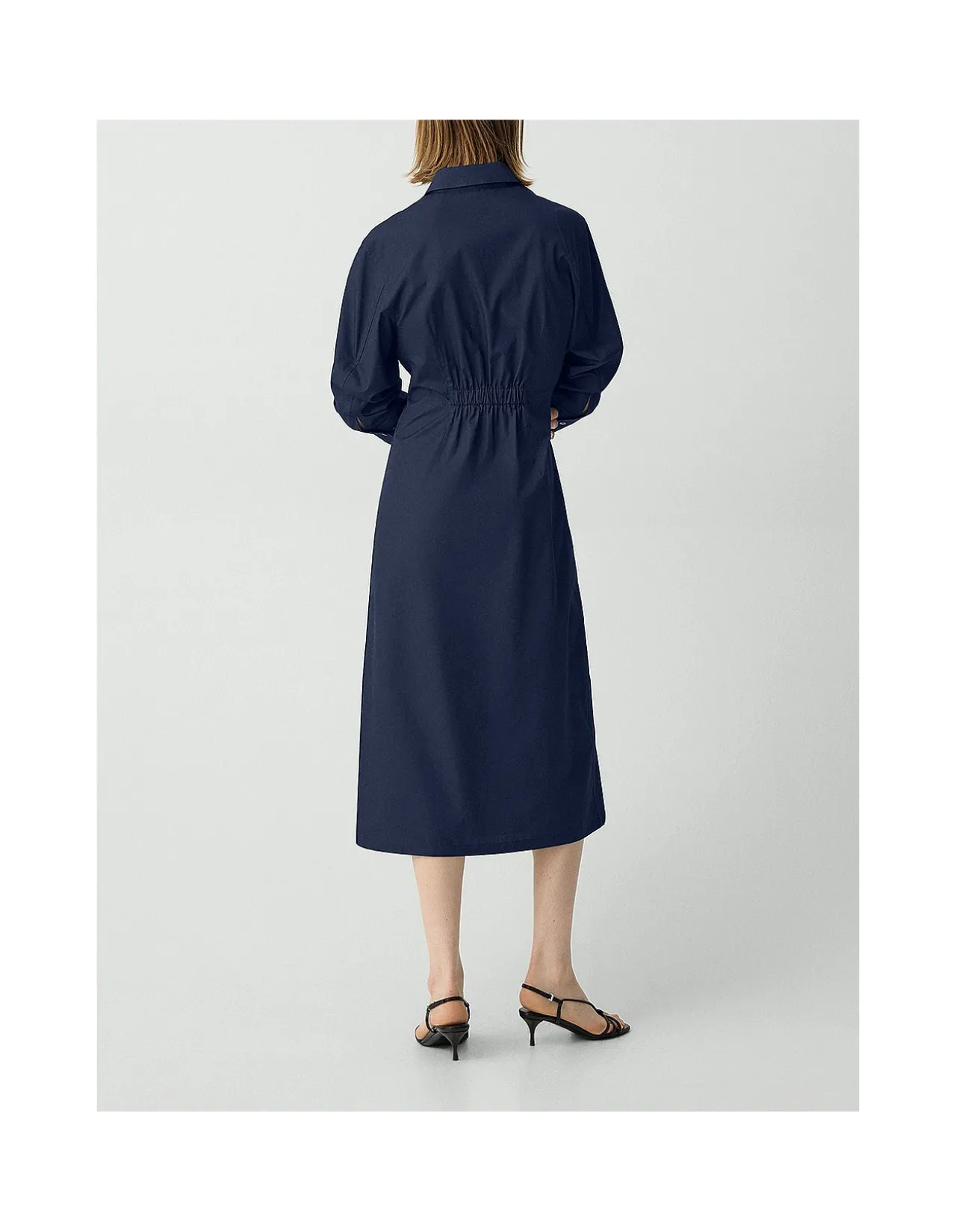 A-Line Midi Dress in Sleek Poplin