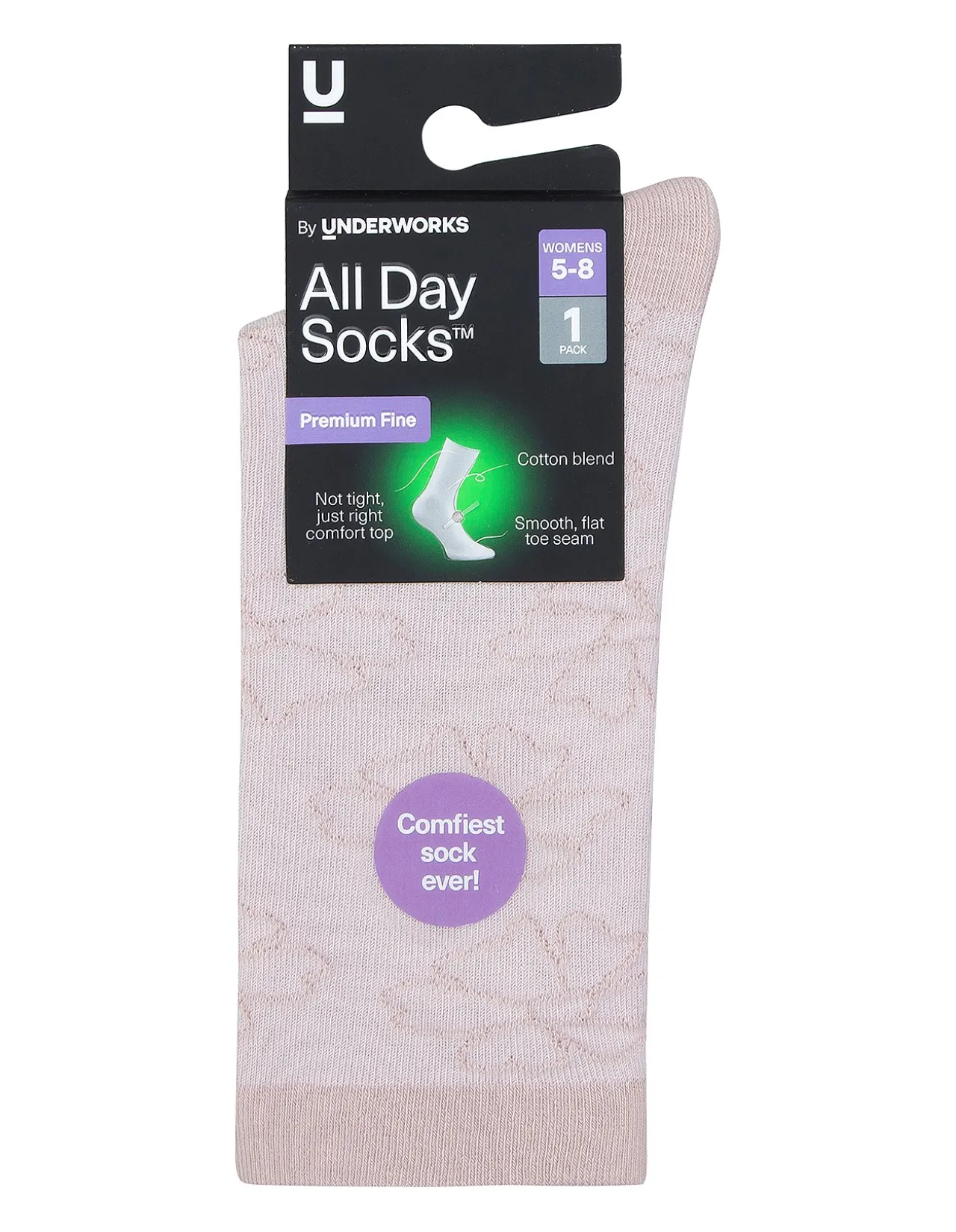 All Day Premium Fine Floral Crew Socks