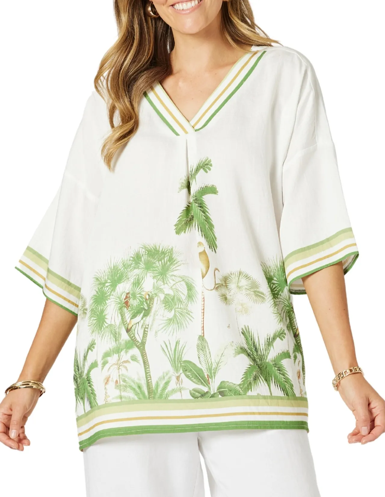 Amazon Print V Neck Top