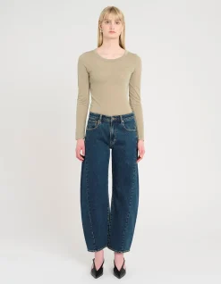 Amber Barrel Mid Rise Barrel Leg Jeans
