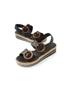 Ambian Leather Buckle Platform Sandals