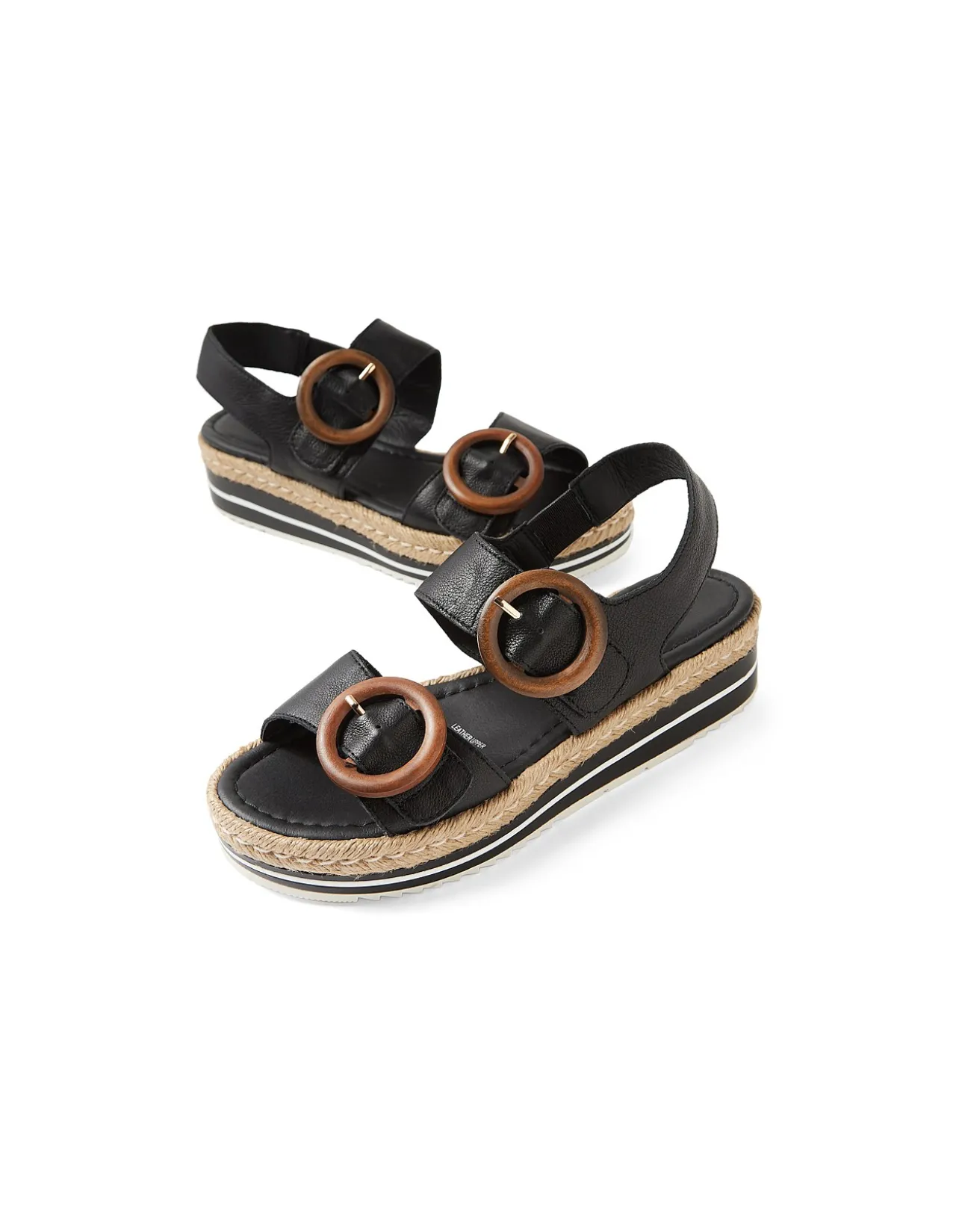 Ambian Leather Buckle Platform Sandals