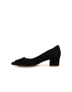 Ameerie Suede Buckle Block Heel Pumps
