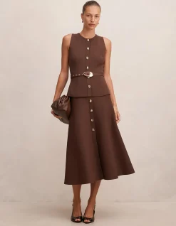 AMELIA LAYERED A-LINE MIDI DRESS