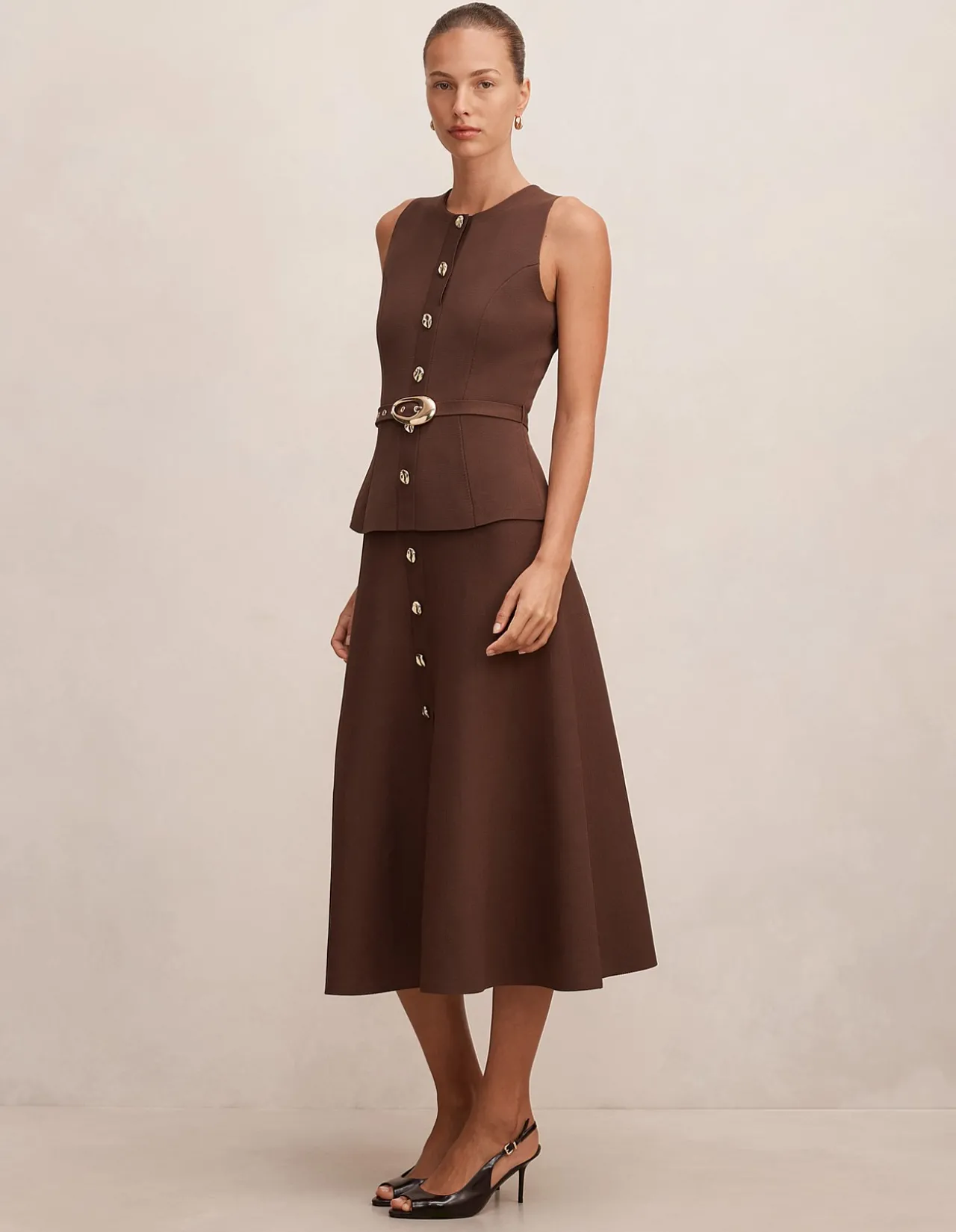 AMELIA LAYERED A-LINE MIDI DRESS