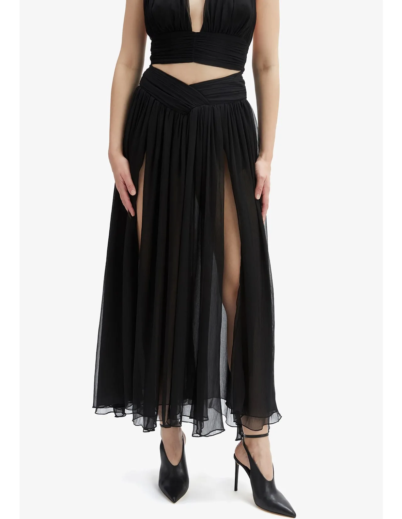 AMERIE SPLIT FRONT MAXI SKIRT