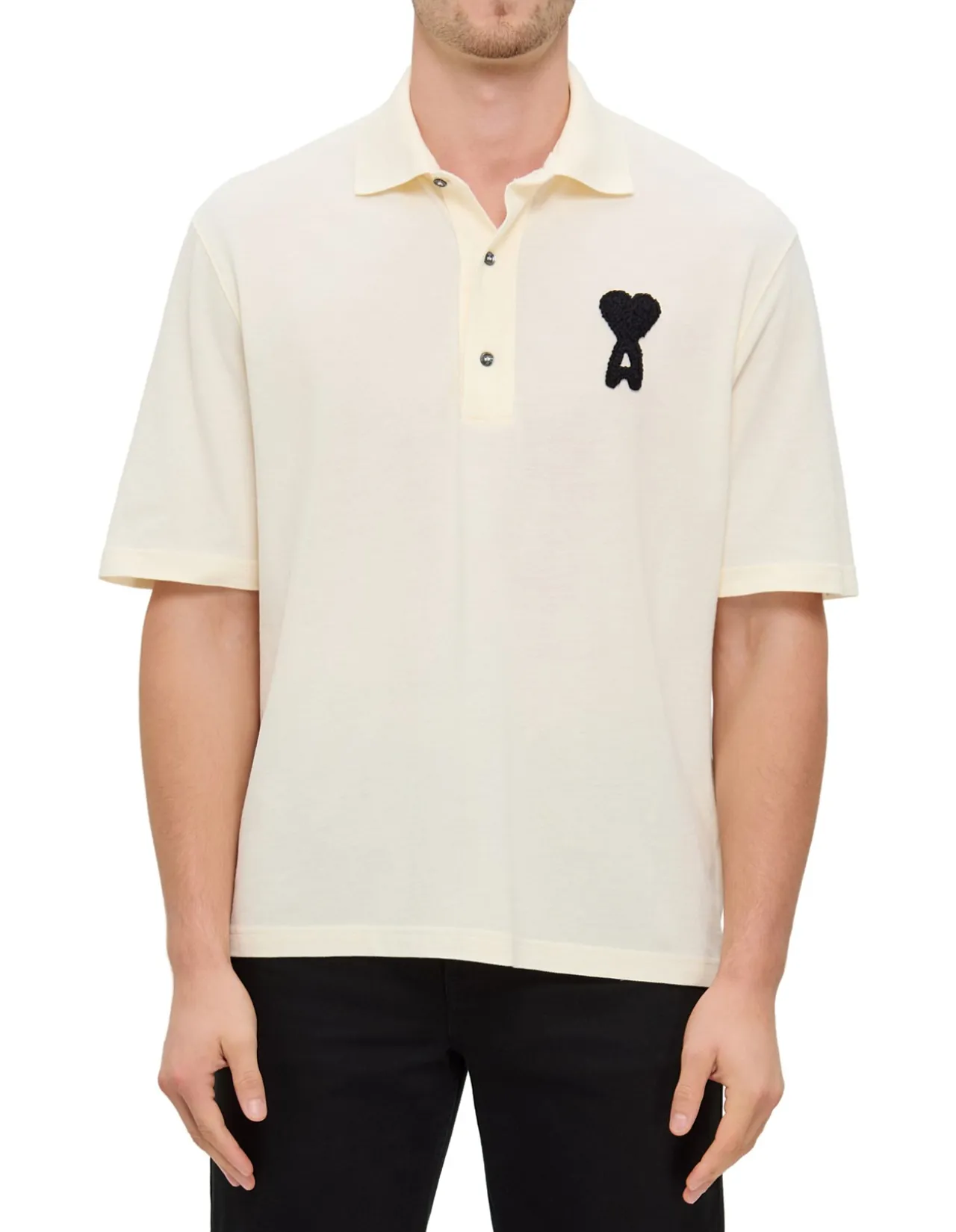 Ami de Coeur Boxy Fit Knitted Patch Polo Shirt