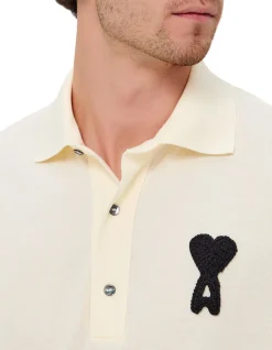 Ami de Coeur Boxy Fit Knitted Patch Polo Shirt