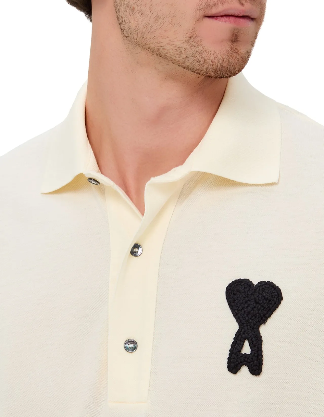 Ami de Coeur Boxy Fit Knitted Patch Polo Shirt