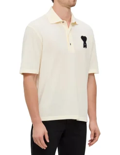 Ami de Coeur Boxy Fit Knitted Patch Polo Shirt