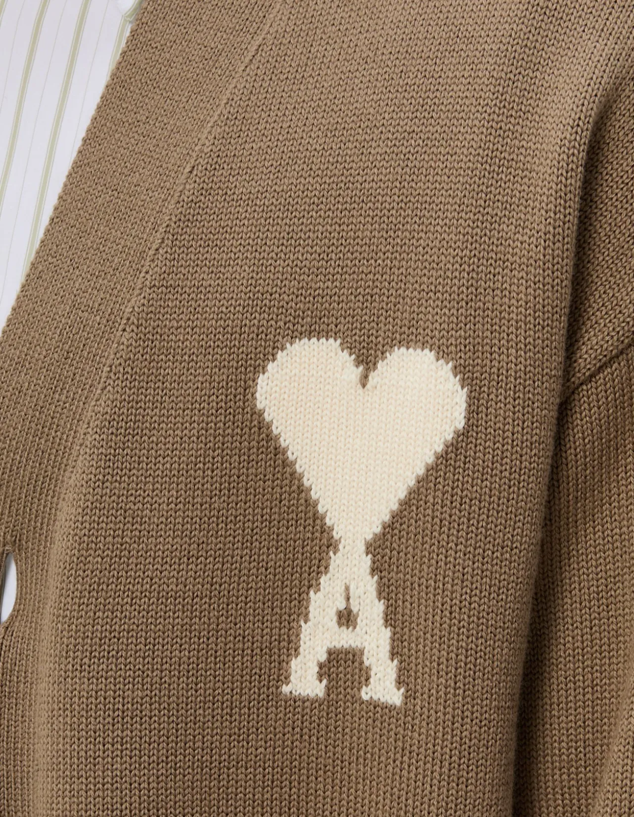 Ami de Coeur Contrast Logo Wool Cotton Cardigan