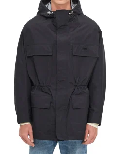 Ami Long-Sleeved Utility Parka with Embroidered Chest Logo