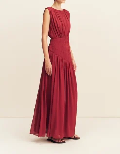 AMINA PANELLED RUCHED MAXI DRESS