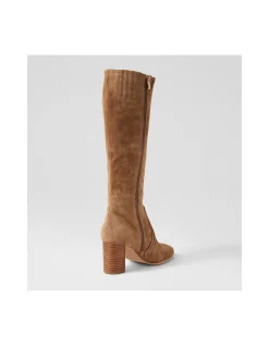 Ammla Suede Block Heel Knee High Boots