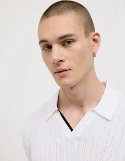 Anderson Stripe Texture Knit Polo
