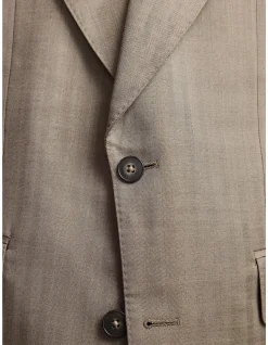 ANDRE SUPER 130'S TOBACCO HERRINGBONE