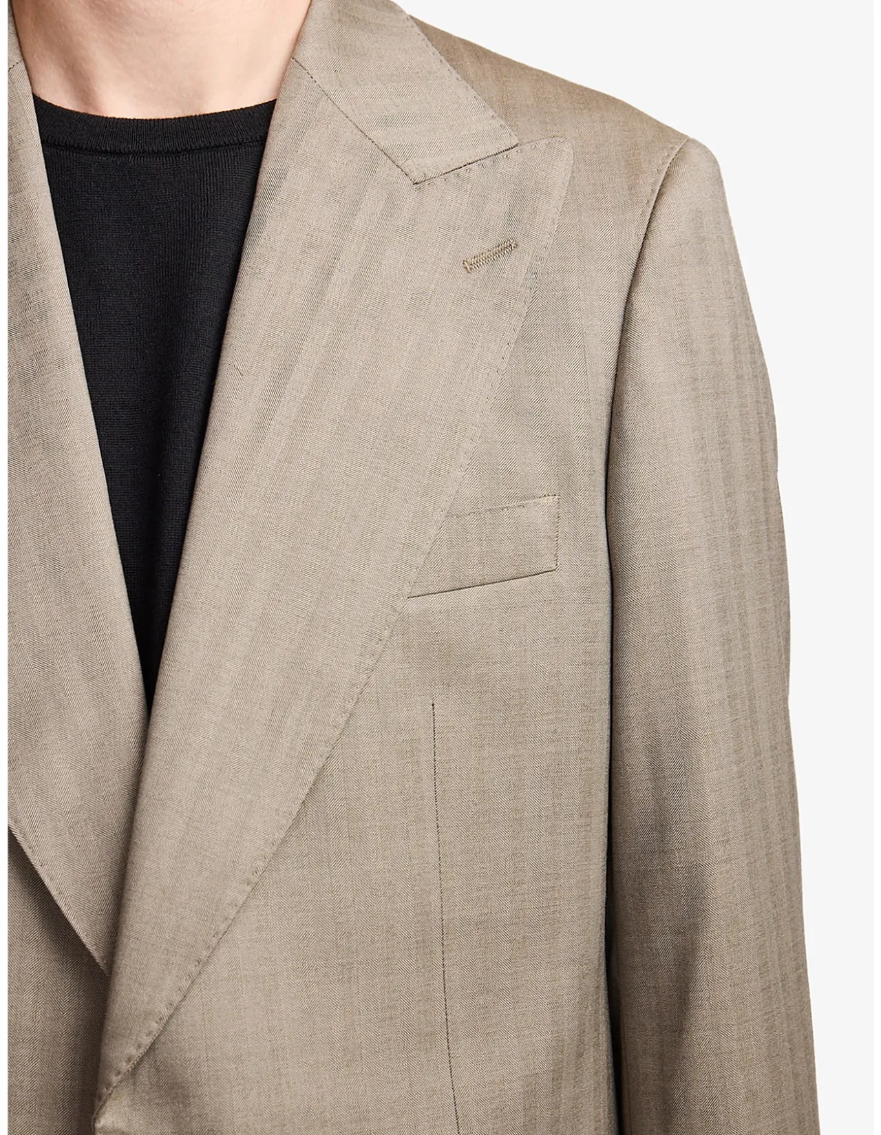 ANDRE SUPER 130'S TOBACCO HERRINGBONE