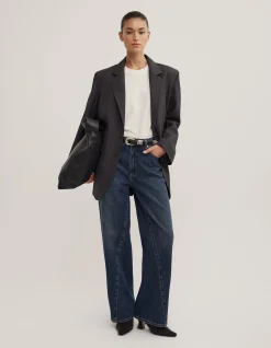 Angled Seam High Rise Wide Leg Jeans