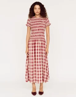ANOUK SHIRRED MIDI DRESS
