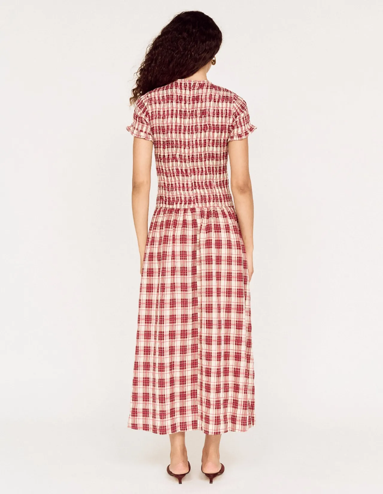 ANOUK SHIRRED MIDI DRESS