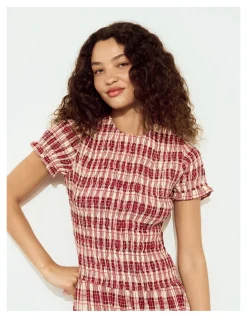 ANOUK SHIRRED MIDI DRESS