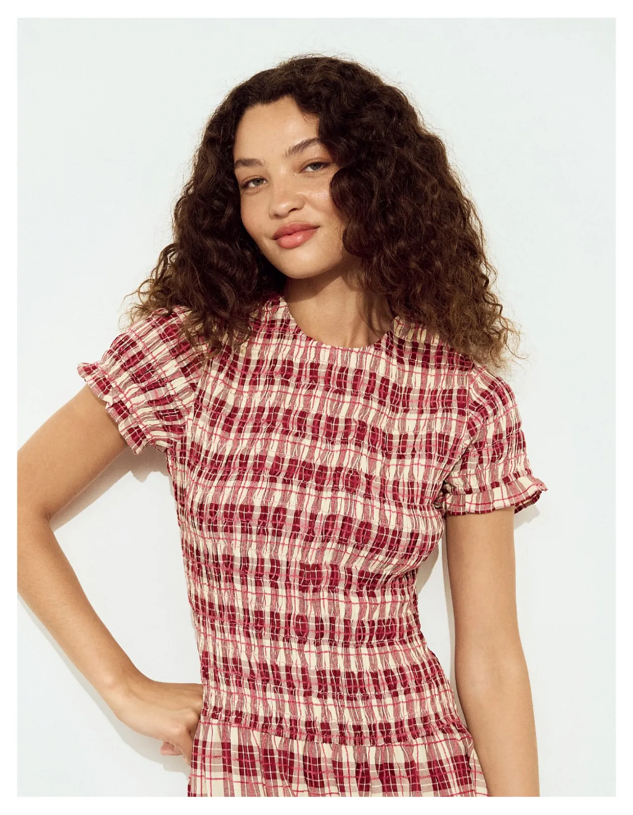 ANOUK SHIRRED MIDI DRESS