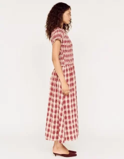ANOUK SHIRRED MIDI DRESS