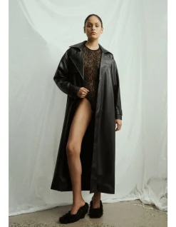 Ares Vegan Leather Maxi Trench Coat