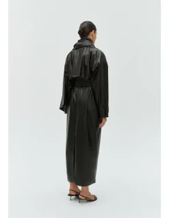 Ares Vegan Leather Maxi Trench Coat