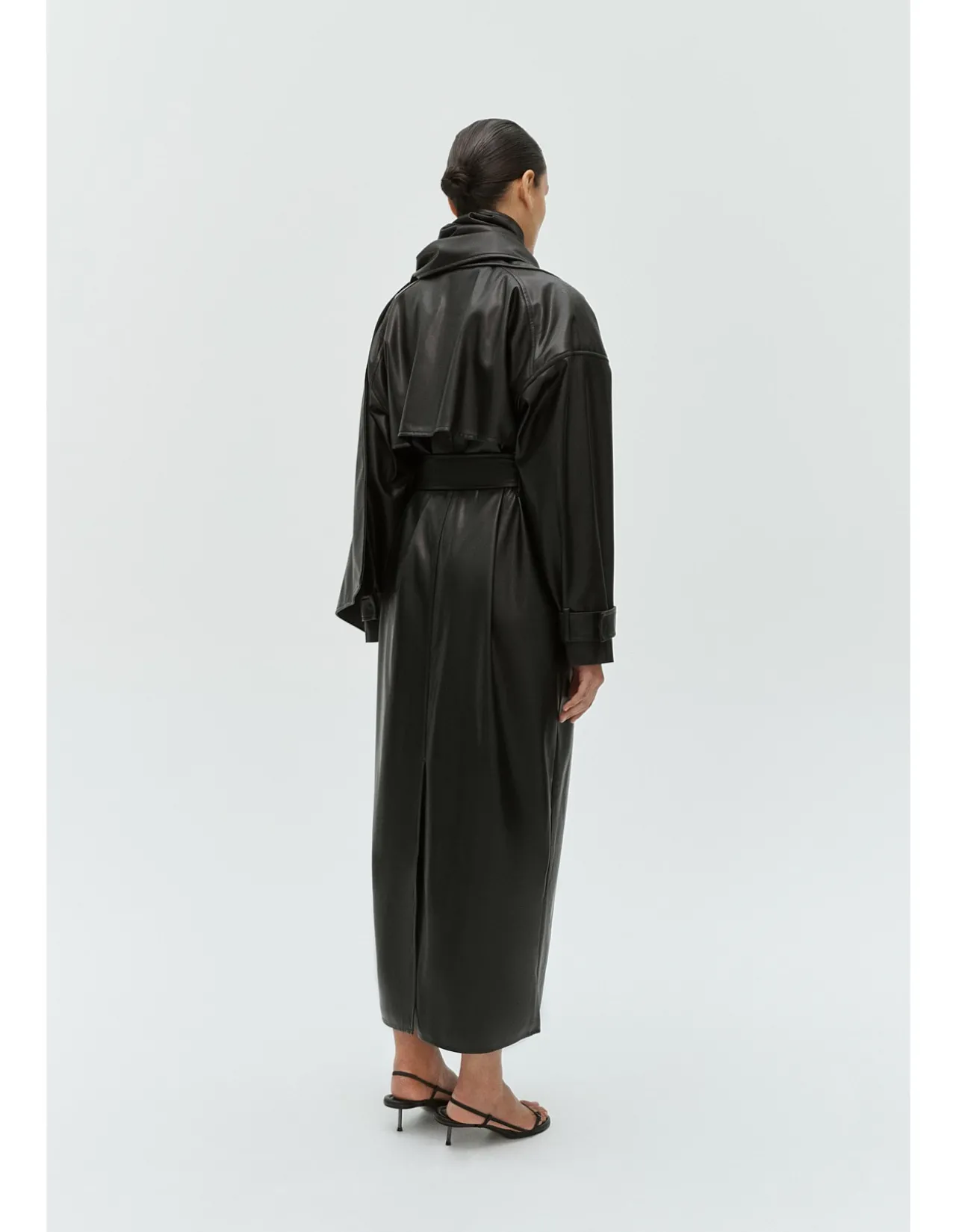 Ares Vegan Leather Maxi Trench Coat
