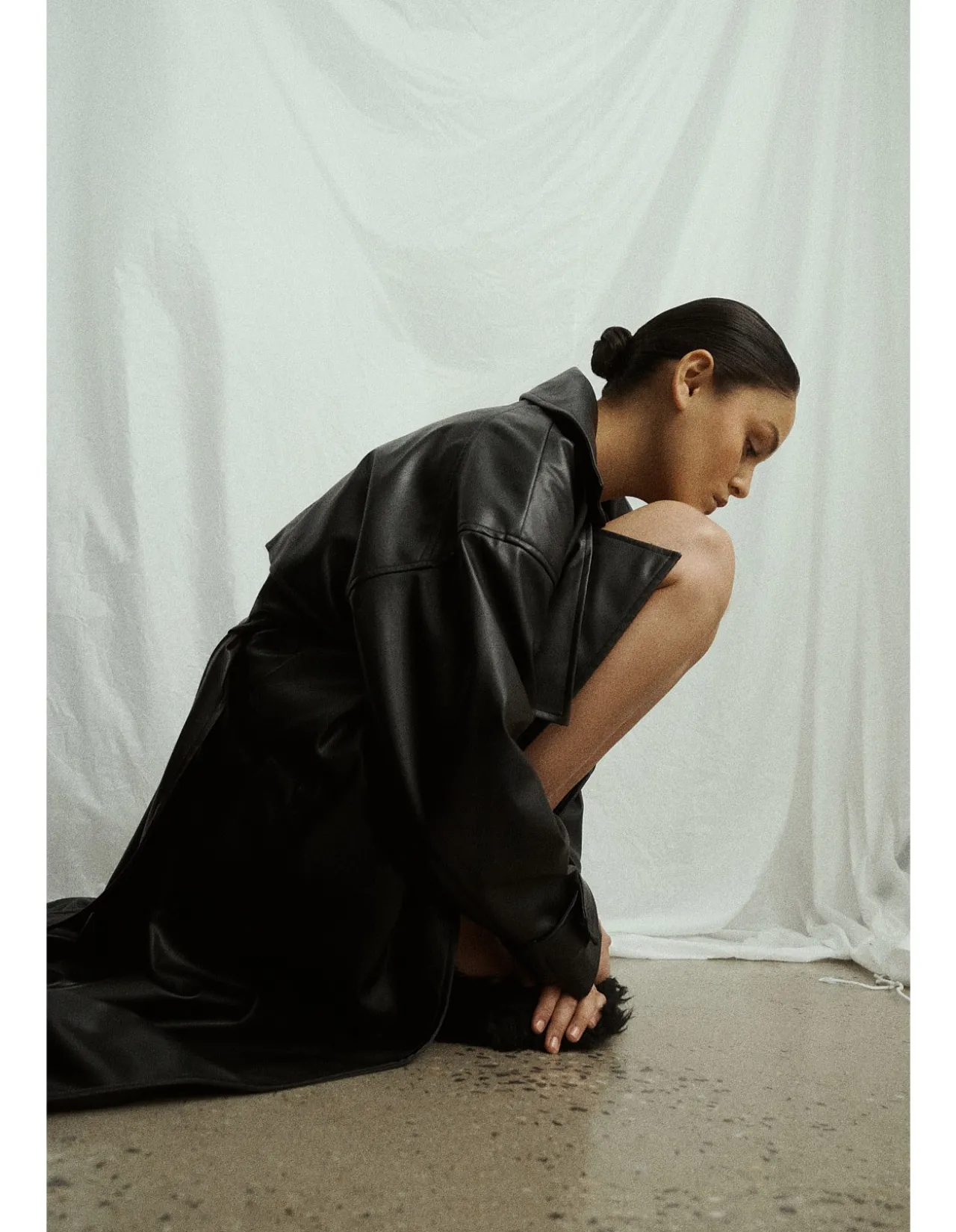 Ares Vegan Leather Maxi Trench Coat