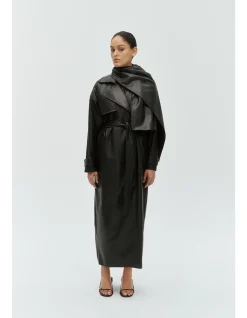 Ares Vegan Leather Maxi Trench Coat