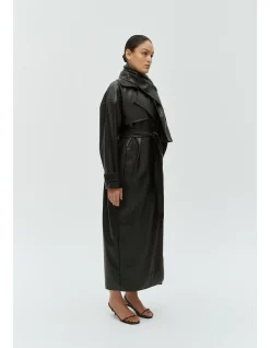Ares Vegan Leather Maxi Trench Coat