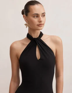 ARLETTE HALTER NECK SCARF MAXI DRESS