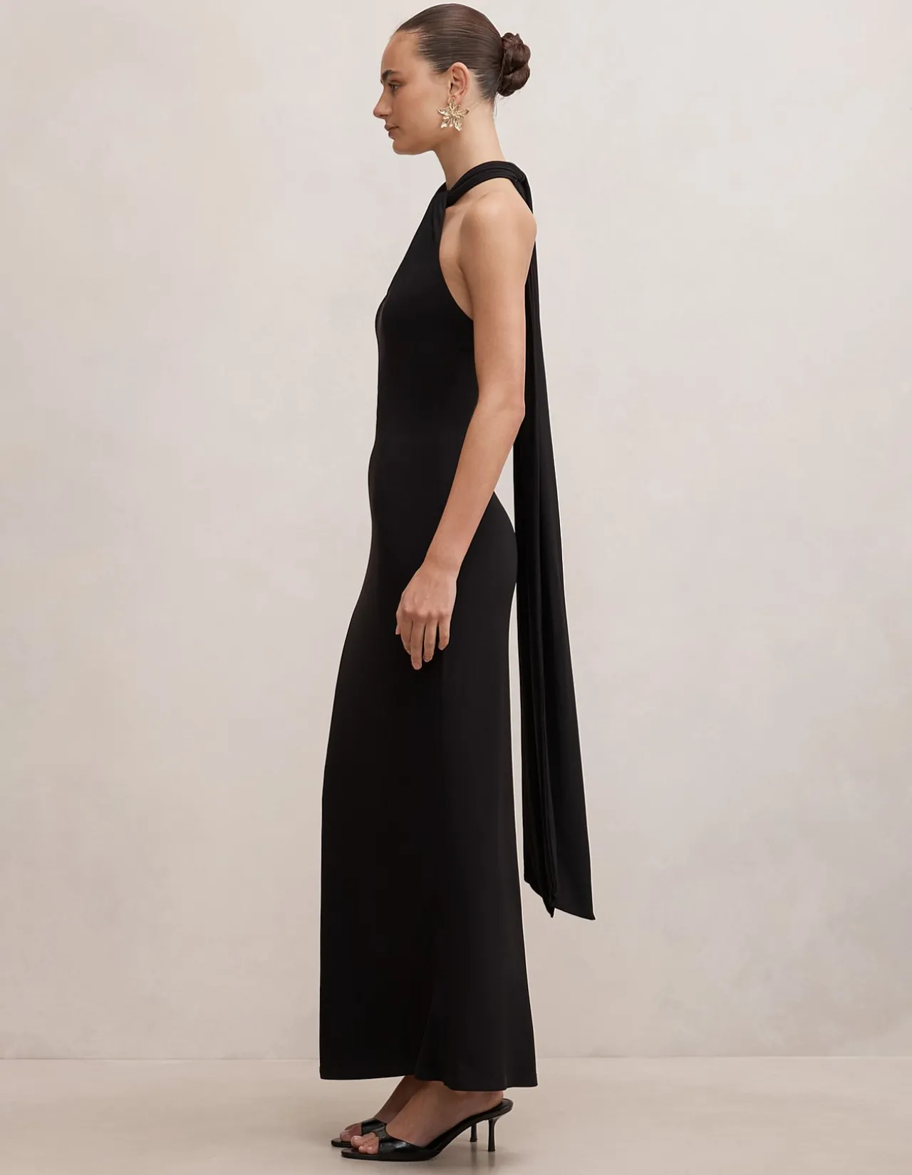 ARLETTE HALTER NECK SCARF MAXI DRESS