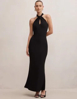 ARLETTE HALTER NECK SCARF MAXI DRESS