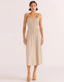 ARTEMIS SHIRRED MIDI DRESS