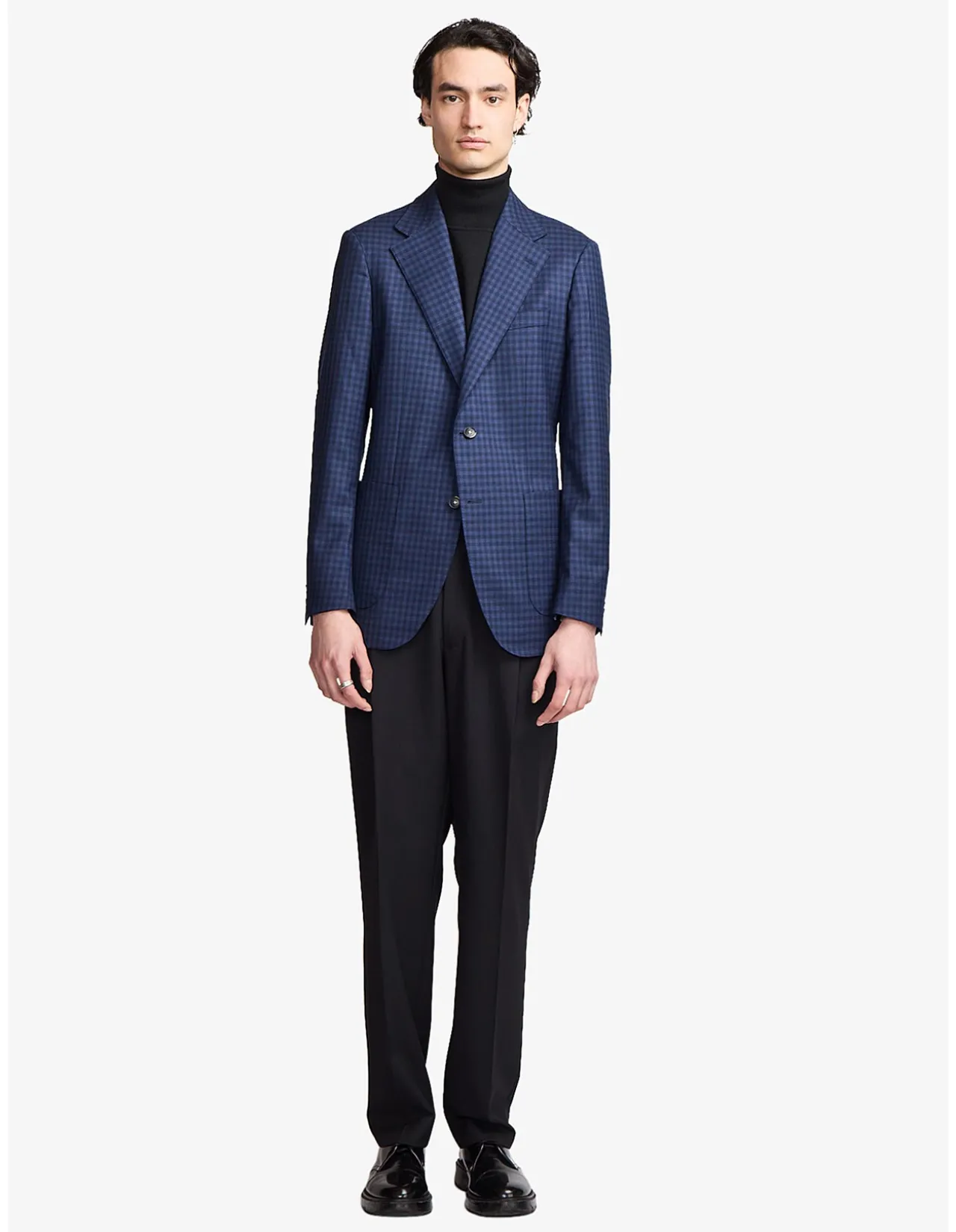 Arthur Super 110s Blue Check Slim Wool Blazer