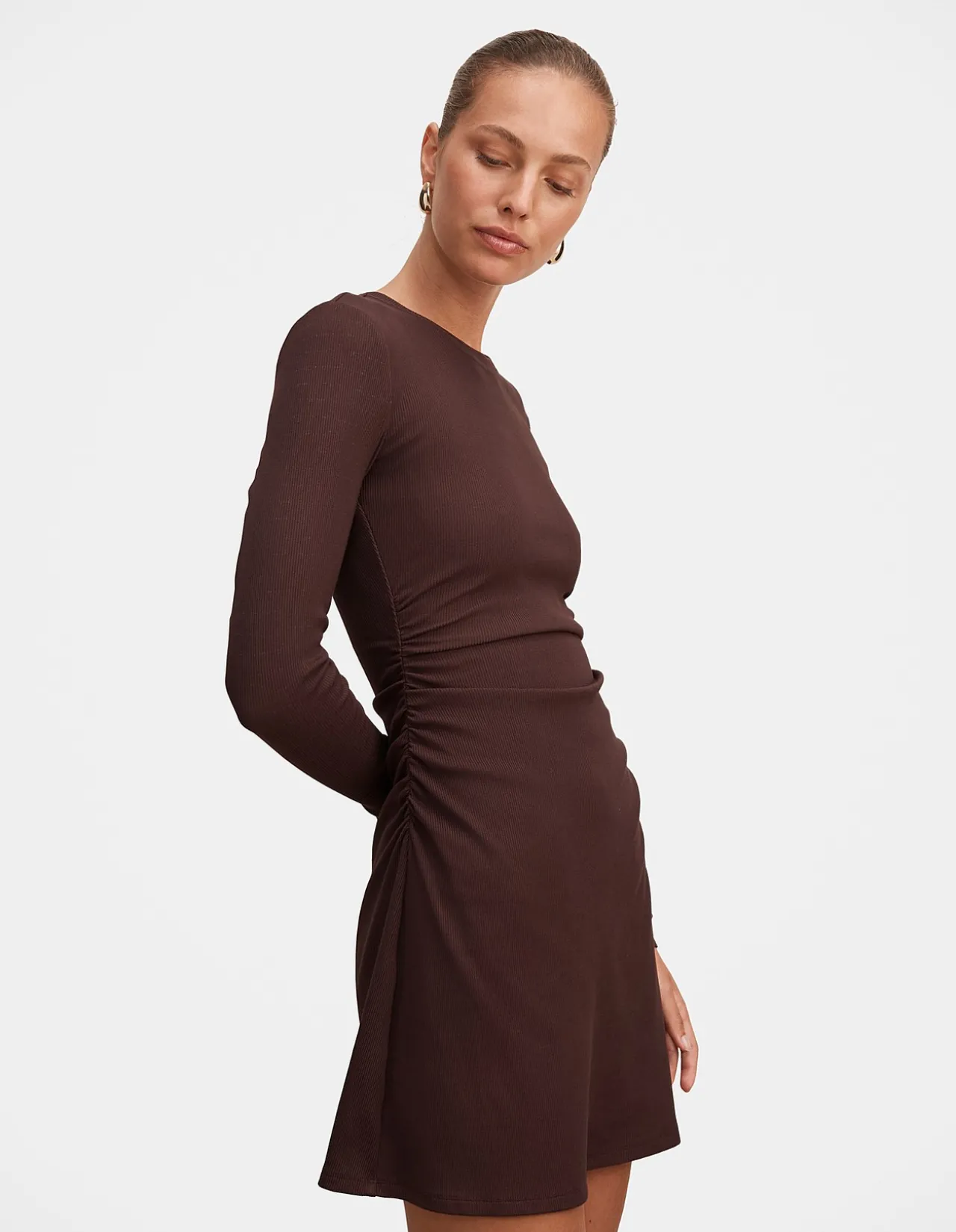 ASH LONG SLEEVES RIBBED MINI DRESS